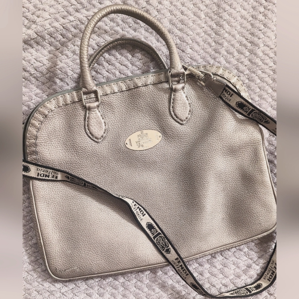 Fendi Selleria Grey Leather Purse